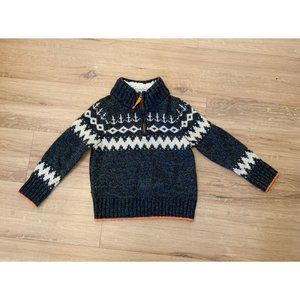 Mini Boden Sz. 3 - 4 Years Gray White Fair Isle Sweater